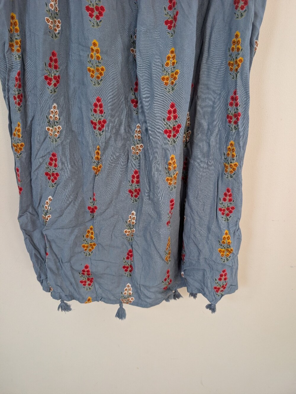 Sunshine Tienda Ruffle Sleeve Tank Dress Square Neck Mini Floral Blue Grey M/L - Picture 3 of 5